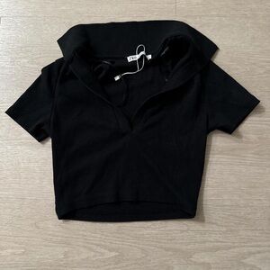 Zara Black V-Neck Crop Top